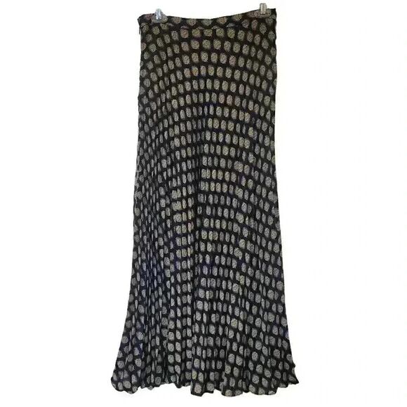 Banana Republic Women's Navy Blue Polyester Accordion Pleated Geo Print Maxi Ski - Picture 11 of 14